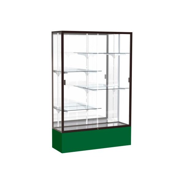 Waddell Display Case Of Ghent Spirit Display Case Forest Green Base, Bronze Frame, Mirror Back 48"W x 72"H 374MB-BZ-FG - main